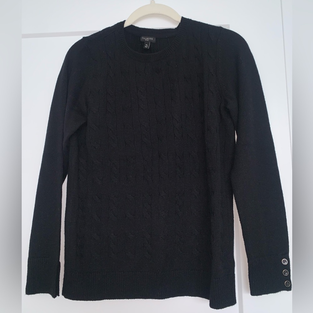 Talbots Classic Black Cable Knit Sweater